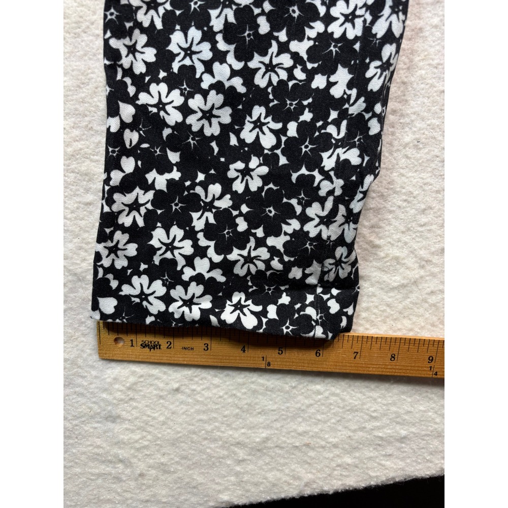 Banana Republic Sloan Floral Pants Black White Ankle Trousers SZ 12 #1052 - Picture 3 of 10
